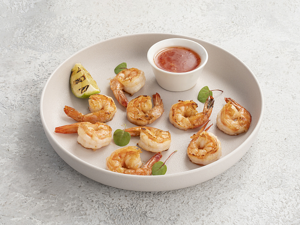 Жареные креветки с чесноком